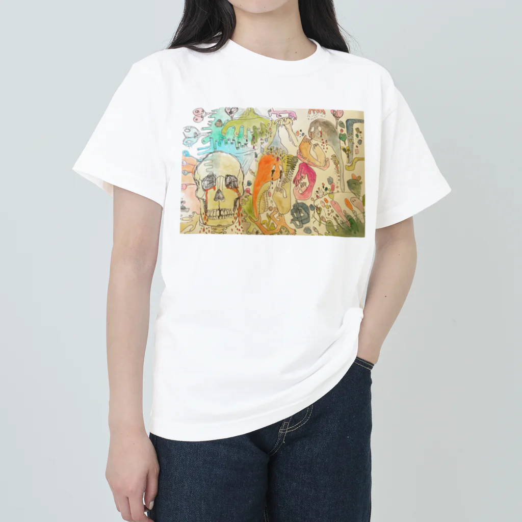 macrameseikoのガイコツ ヘビーウェイトTシャツ