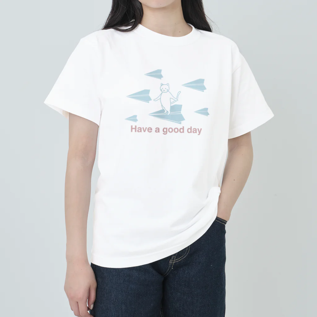 soraの紙飛行機に乗った猫のさぶろう Heavyweight T-Shirt