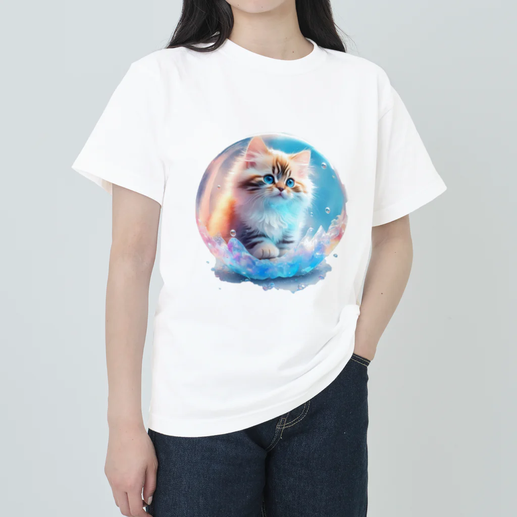 aianimalartyamaのしゃぼんねこb ヘビーウェイトTシャツ