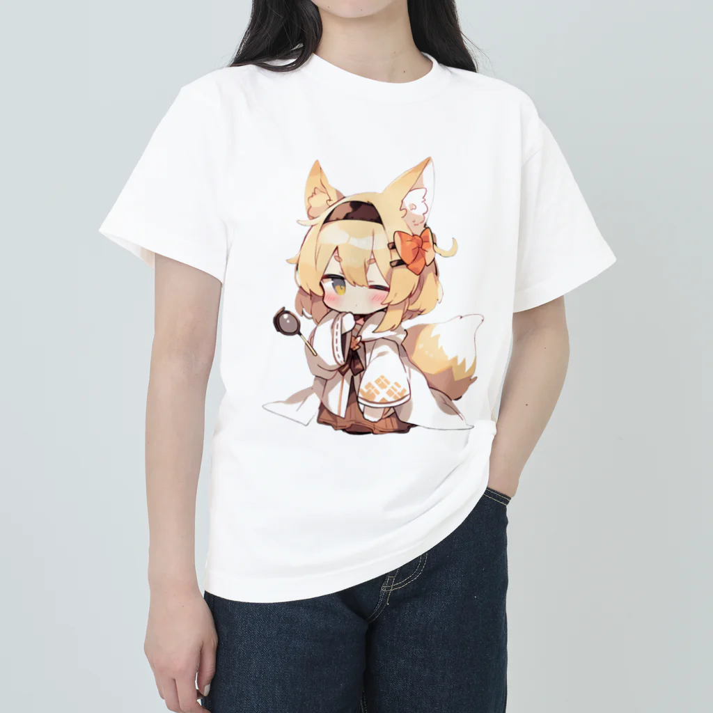 jai-to-anのミコン (Mikon) ver.3　狐の神様、きつね、キツネ ヘビーウェイトTシャツ