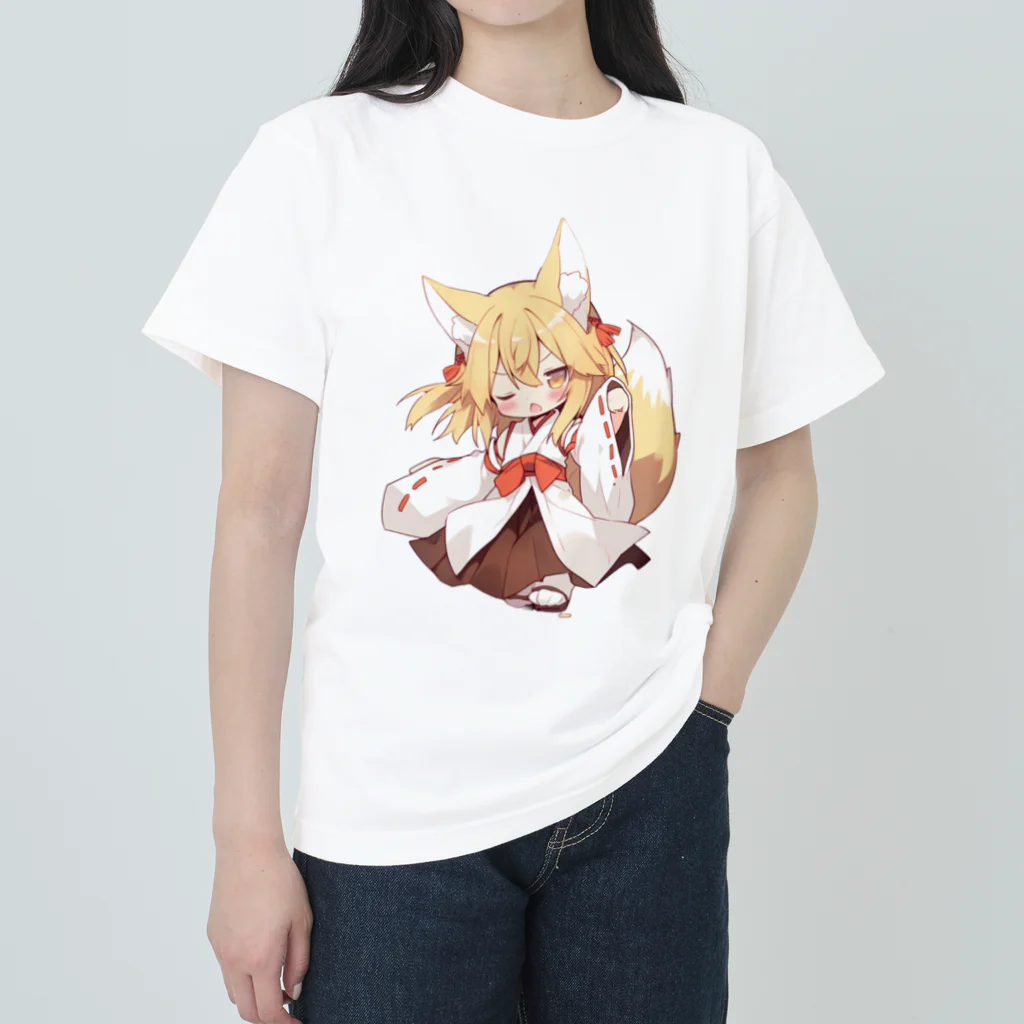 jai-to-anのミコン (Mikon) ver.5　狐の神様、きつね、キツネ ヘビーウェイトTシャツ