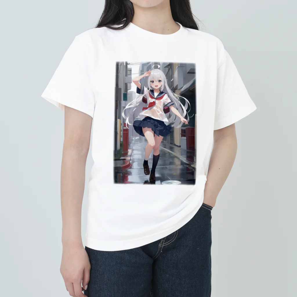 KAZAHANAの雨上がりの少女 Heavyweight T-Shirt