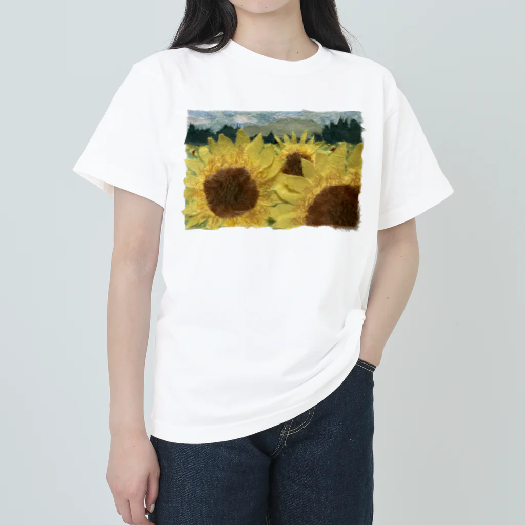 米農家の絵描きのひまわり畑 Heavyweight T-Shirt