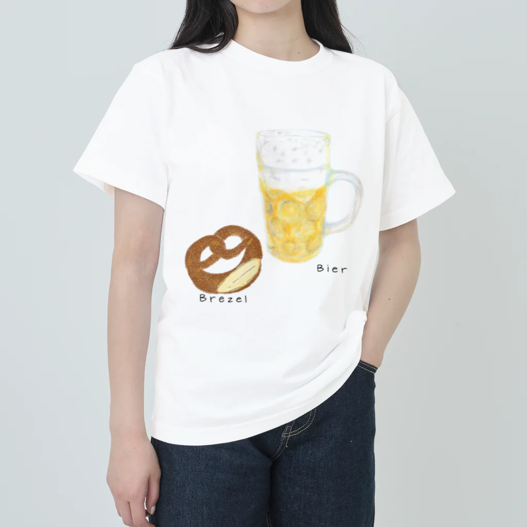 Handgestrickt Ju shopのBrezel und Bier ／ブレッツェル＆ビール Heavyweight T-Shirt