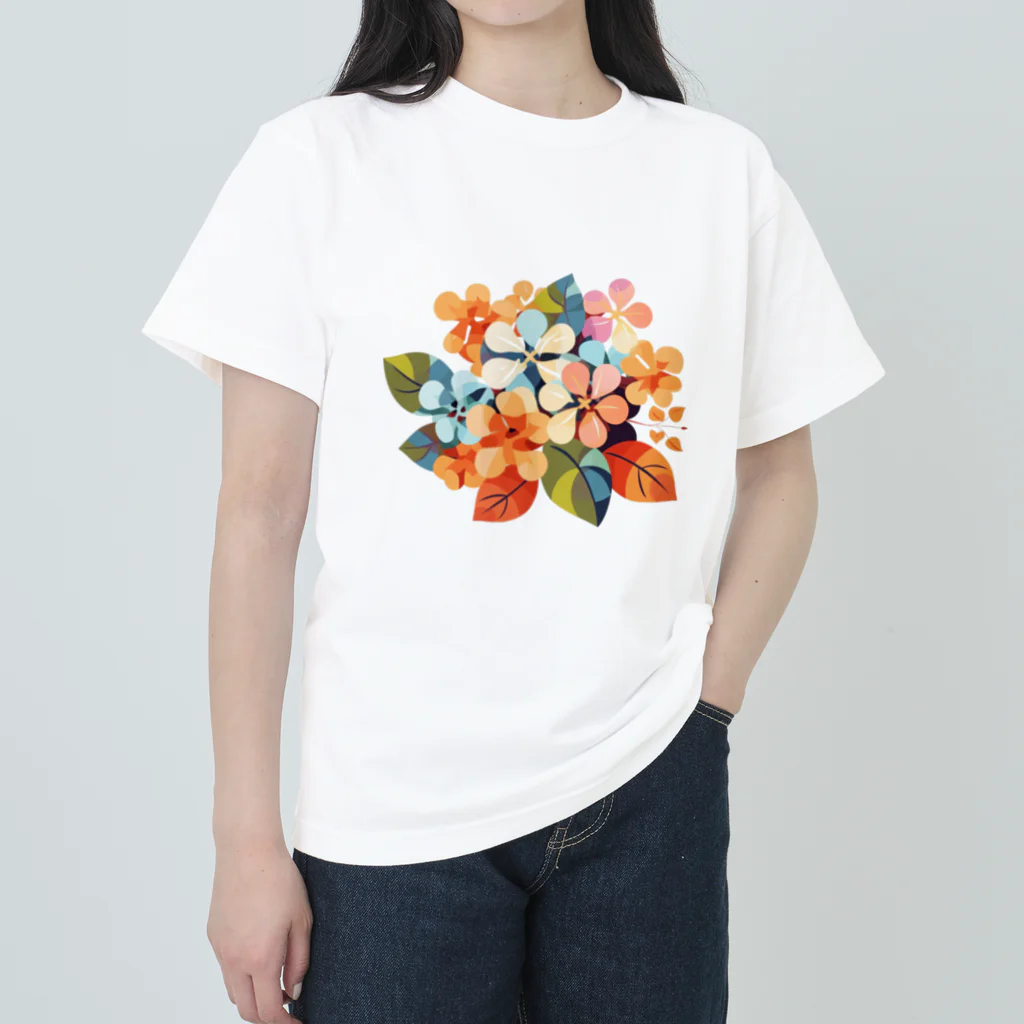 太陽の光に包まれて　Wrapped in Sunlightのカラフル紫陽花 ヘビーウェイトTシャツ