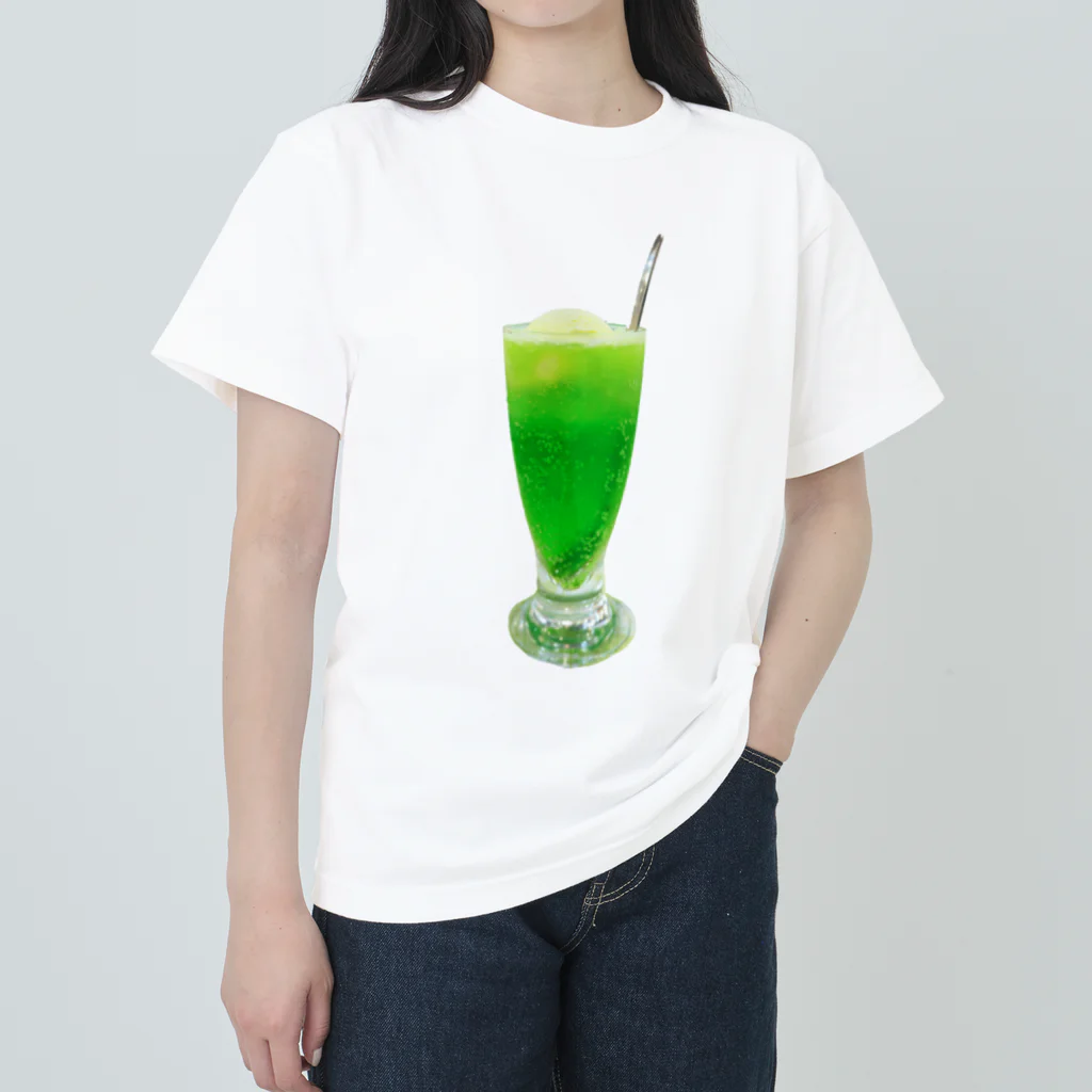 喫茶レストラン丘/のぼるさんのクリームソーダ(切り抜き画像) ヘビーウェイトTシャツ