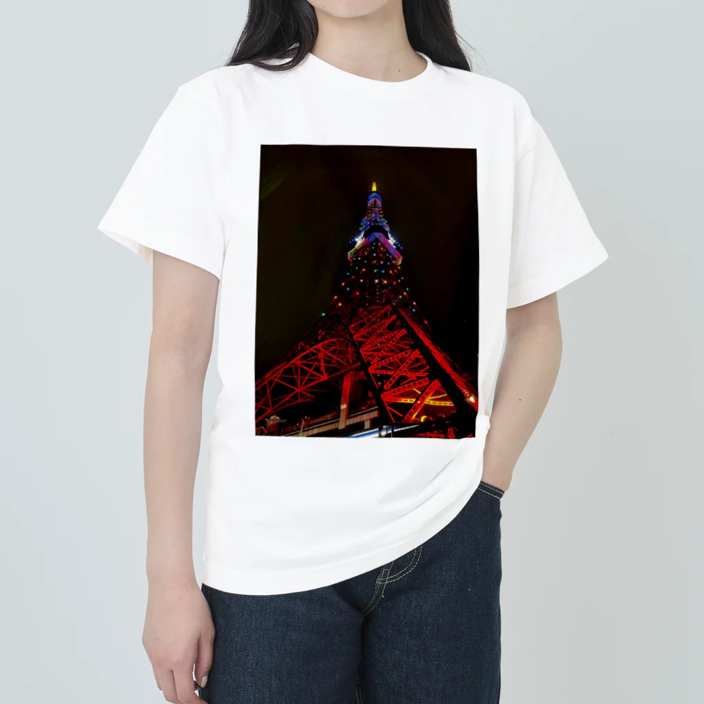 絶景チャンネル@写真の東京タワー　LV仕様 ヘビーウェイトTシャツ