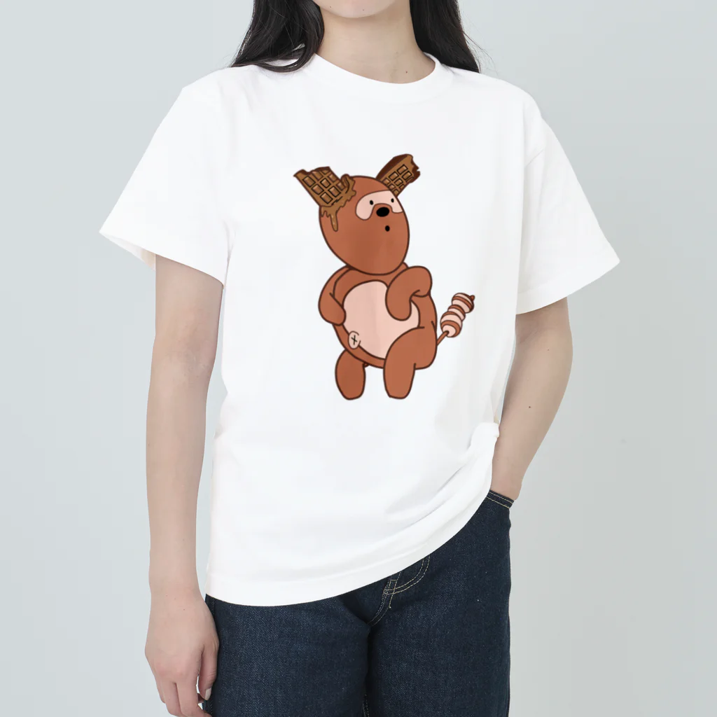 ポンポコ山の兄貴のそそくさチョコたぬきさん ヘビーウェイトTシャツ