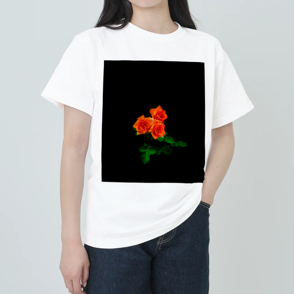 flower_design_hiroの元気と健やかさを与えてくれるオレンジ色のバラグッズ Heavyweight T-Shirt