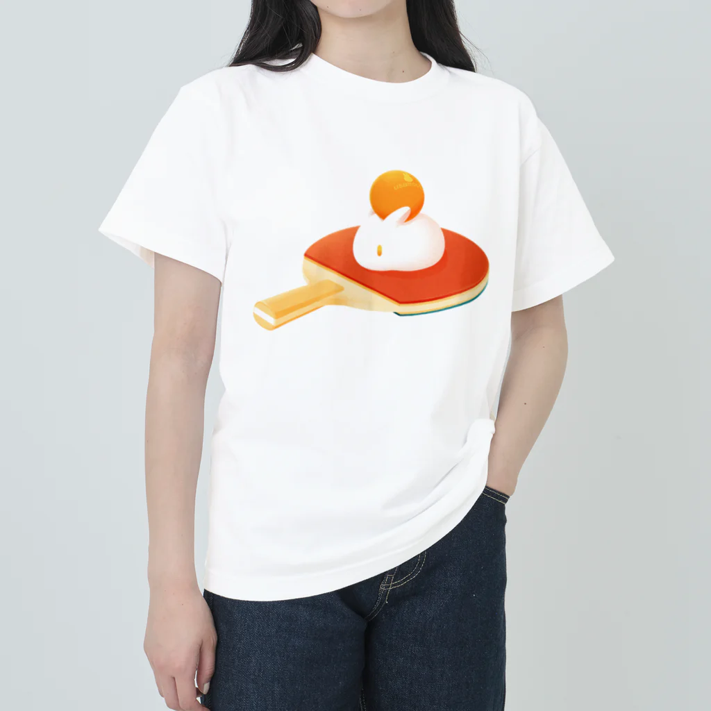 MochiOzのうさもちTシャツ（卓球） Heavyweight T-Shirt