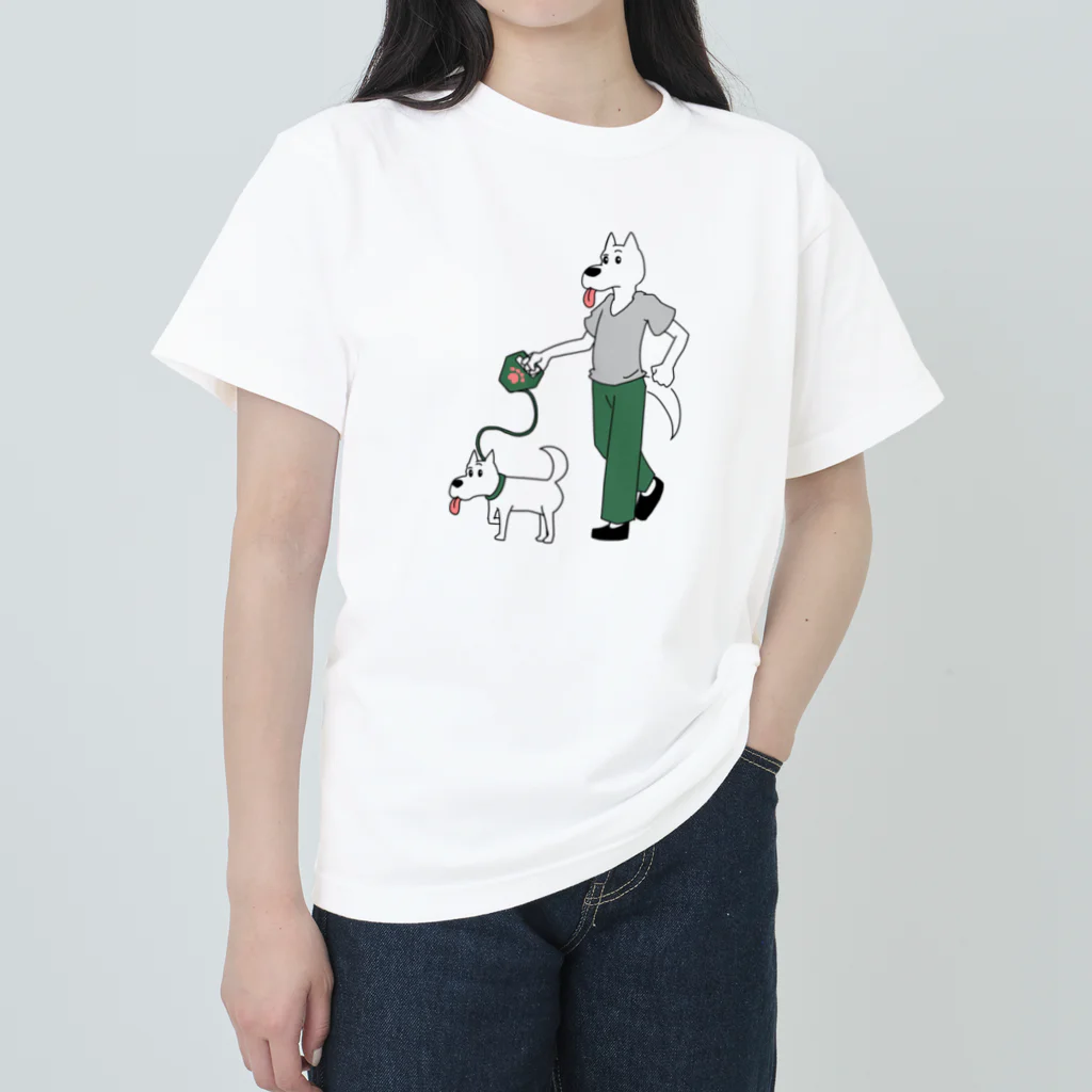 Chutaroの白犬×白犬×さんぽ ヘビーウェイトTシャツ