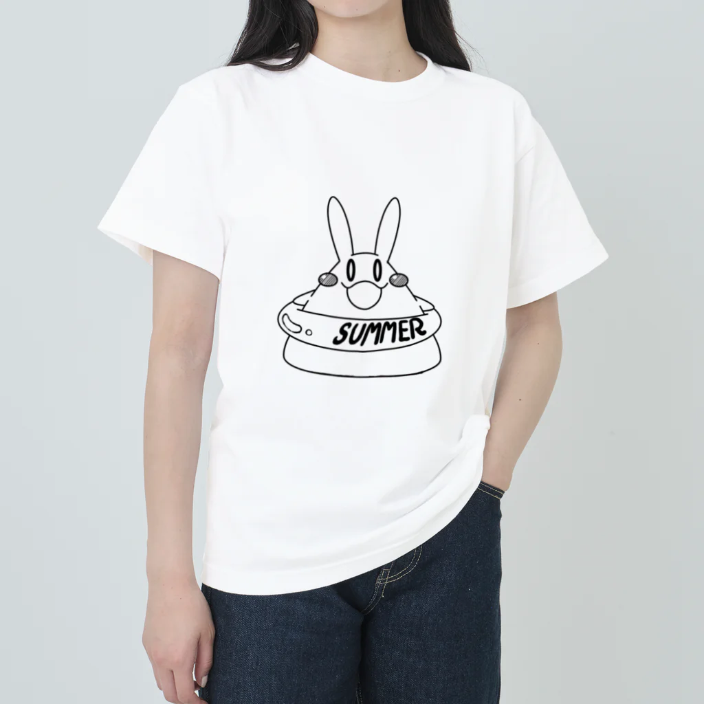 うさきッちょんの口の大きなウサギSummer（白Tシャツ） ヘビーウェイトTシャツ