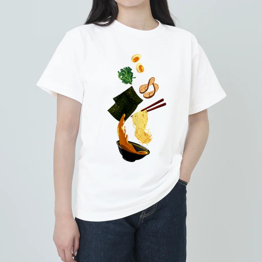 Drecome_Designの(家系)とんこつ醤油ラーメンフォール ヘビーウェイトTシャツ