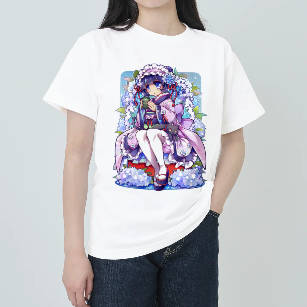 月蝕ざっか店＠SUZURIの君は紫陽花-Ms.Hydrangea☂️ - A Heavyweight T-Shirt