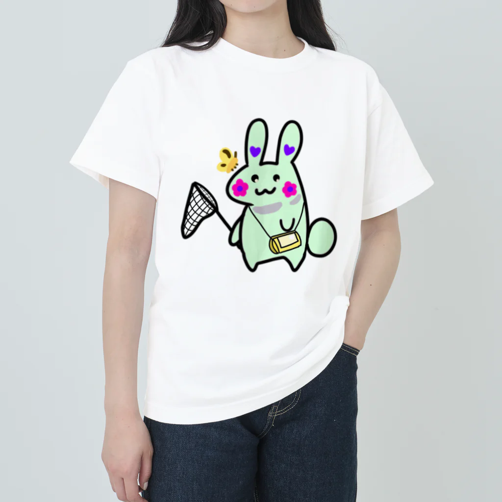 anko_koshianのお花ウサギ🌼🐰ライトグリーン Heavyweight T-Shirt