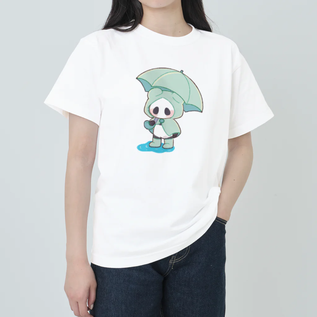 ふぅのパンダと雨の日 ヘビーウェイトTシャツ