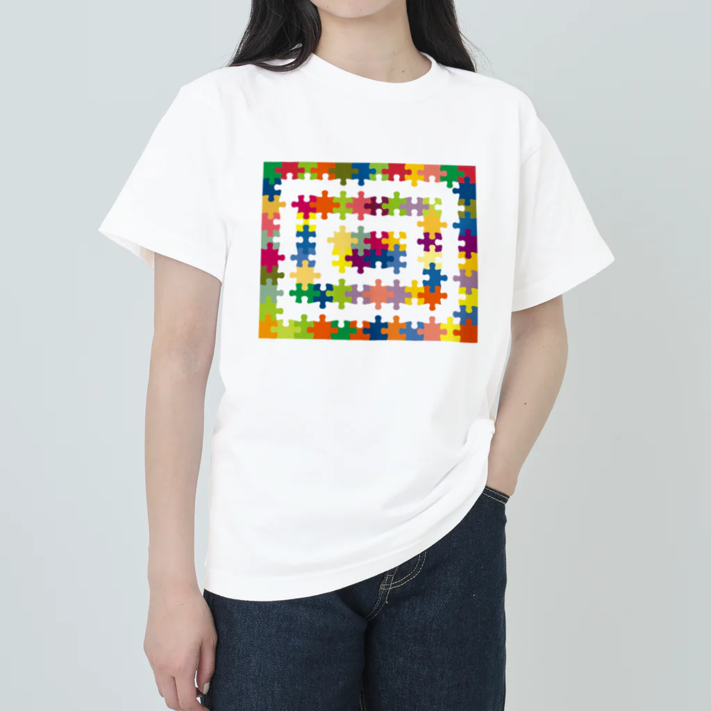 MtDesignShopのパズル(カラフルなフレーム風) ヘビーウェイトTシャツ