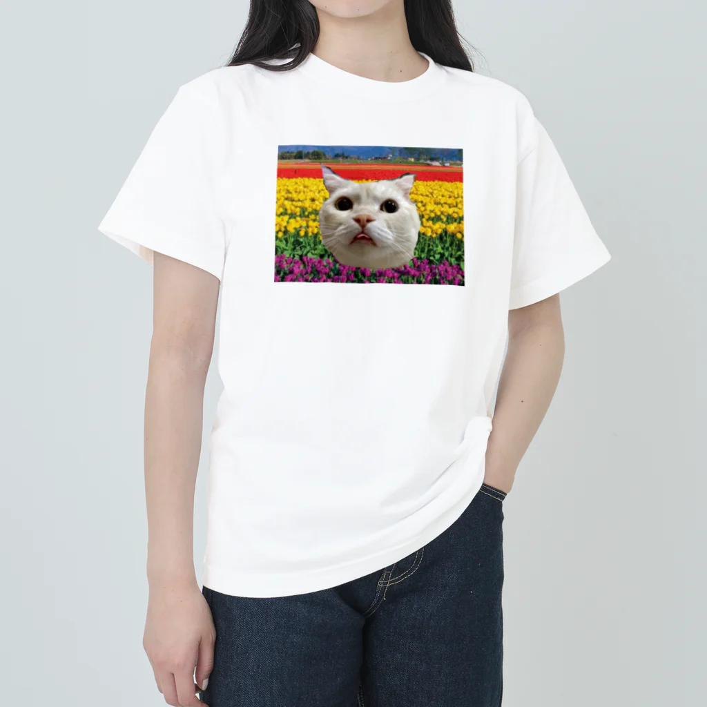 ネコとわたしとそのほかとのカラフルな舌だしネコ ヘビーウェイトTシャツ