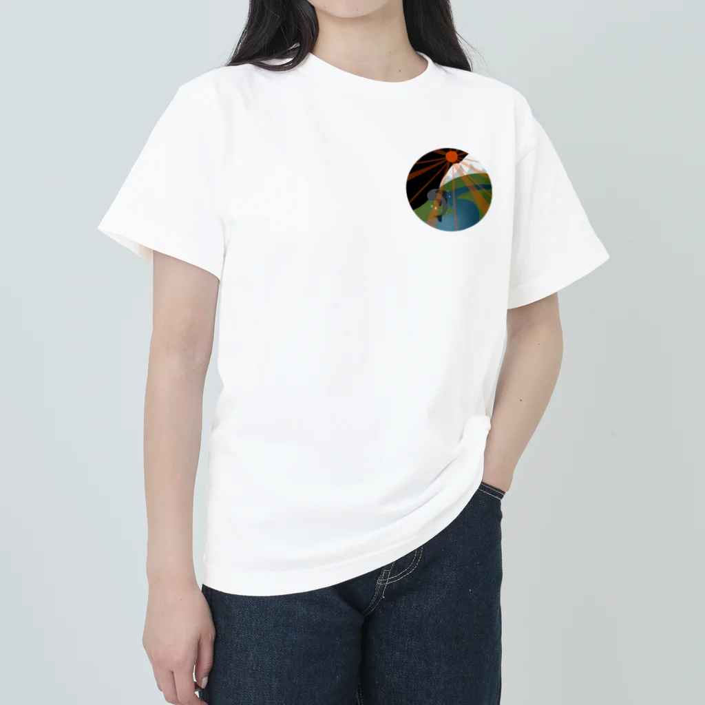 H1N4の山と水と魚 ヘビーウェイトTシャツ