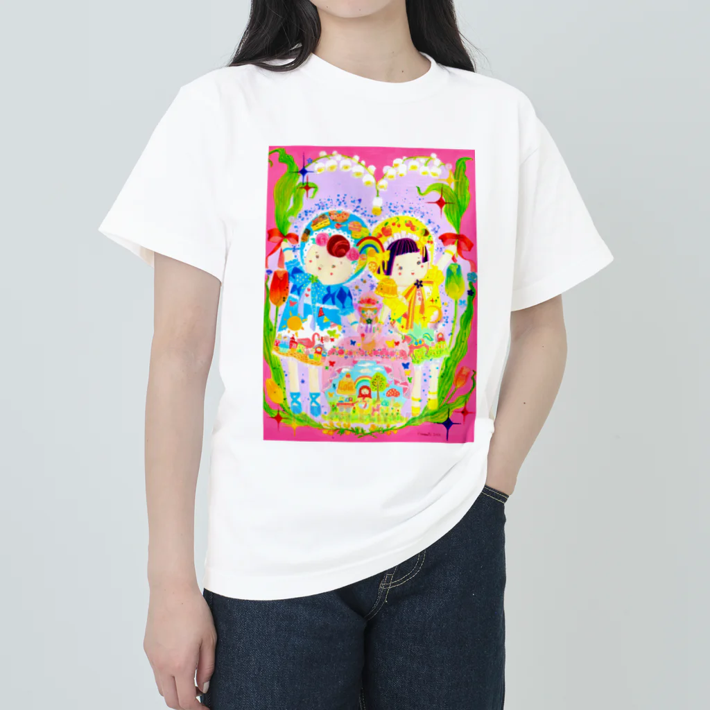 はいからヒストリカルSUZURI店の文化ちゃんとフランス姫 ヘビーウェイトTシャツ