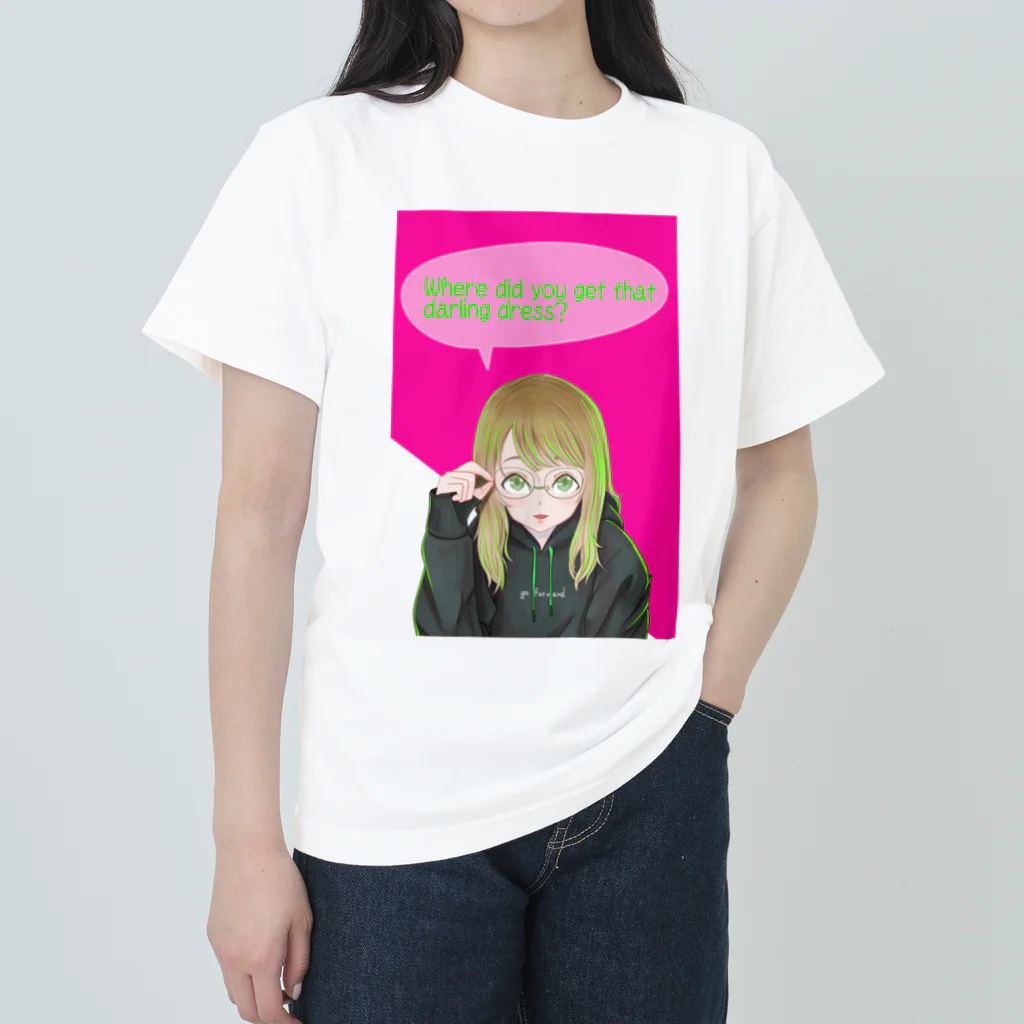 モダンラヂオの【メガネガール】 ヘビーウェイトTシャツ