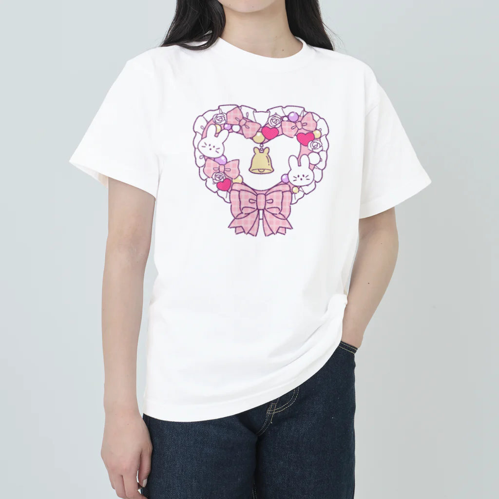 pokori-pokopokoのぴんくのうさりーす ヘビーウェイトTシャツ