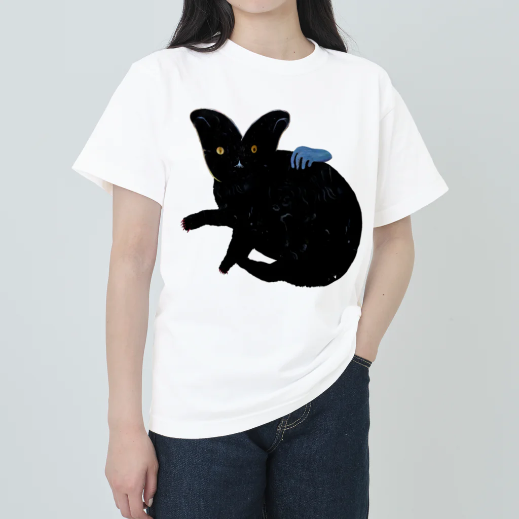 野口清村 / Noguchi Shimuraの撫で猫 ヘビーウェイトTシャツ