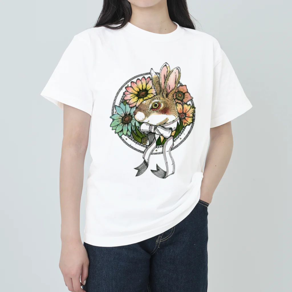 筆ペン画家 原良輔の三つ耳うさぎ２ Heavyweight T-Shirt