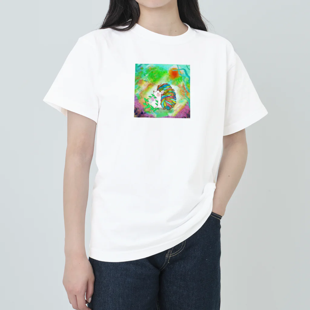 こもれび鍼灸整体院のグッズのこもれび鍼灸整体院のハリネズミくん Heavyweight T-Shirt