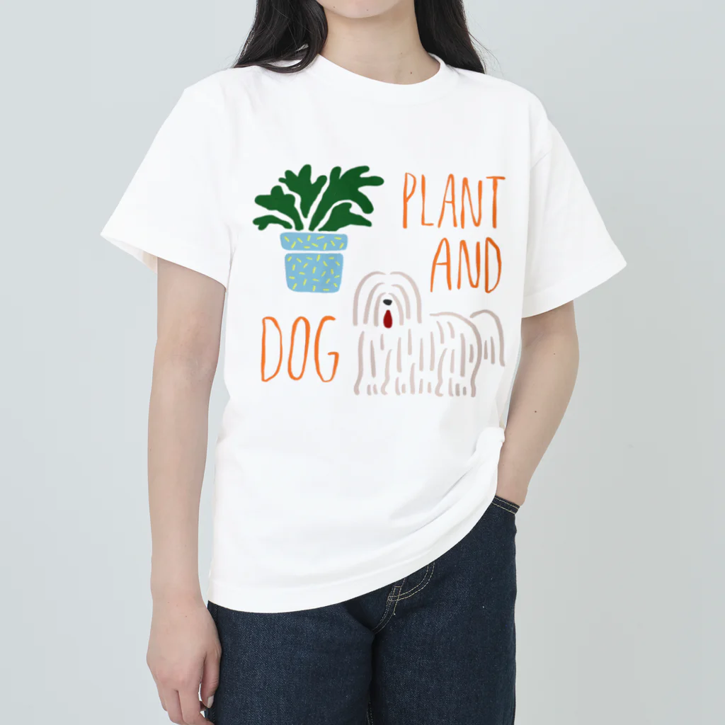 こだまの植物とイヌ ヘビーウェイトTシャツ