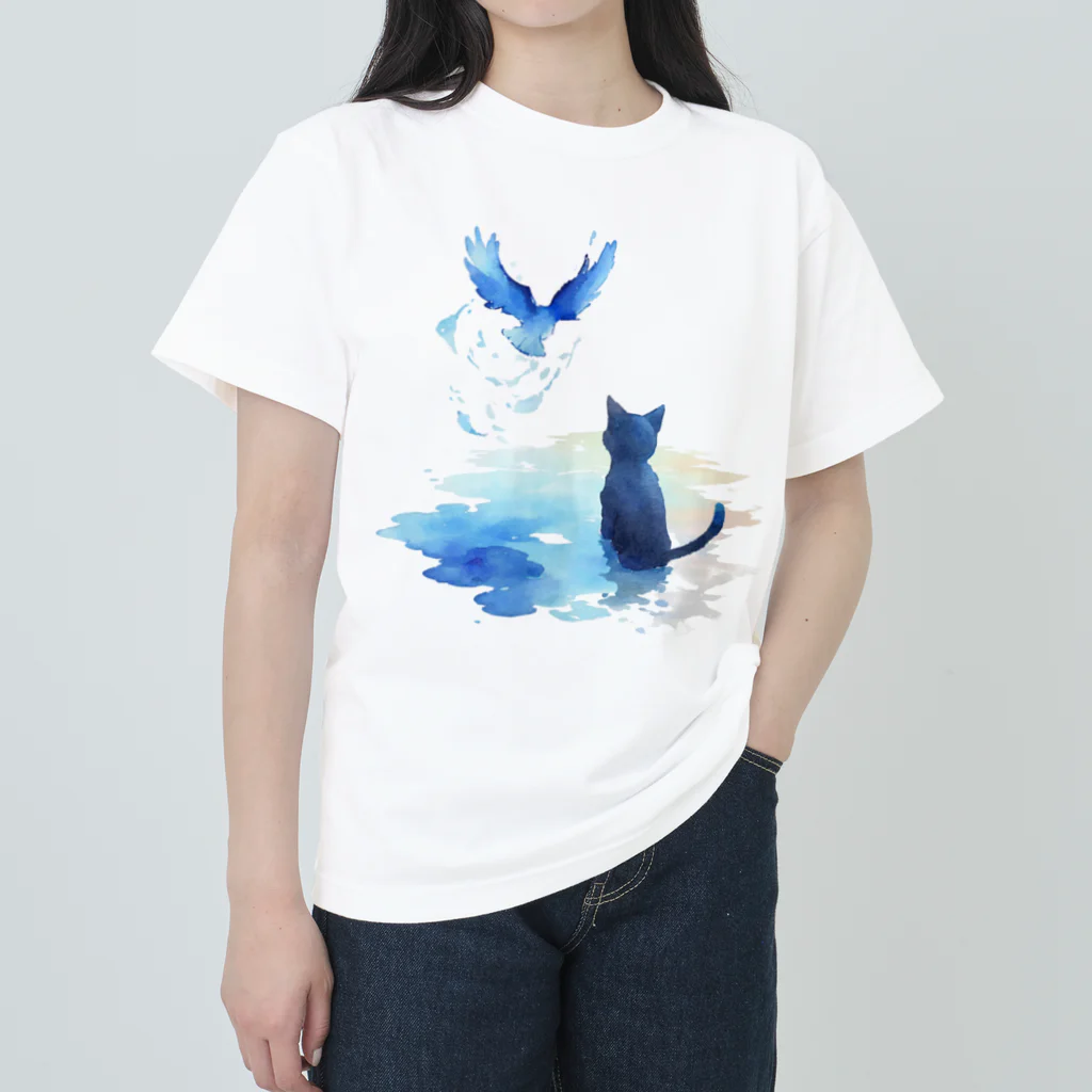 yuuの黒猫と青い鳥 Heavyweight T-Shirt