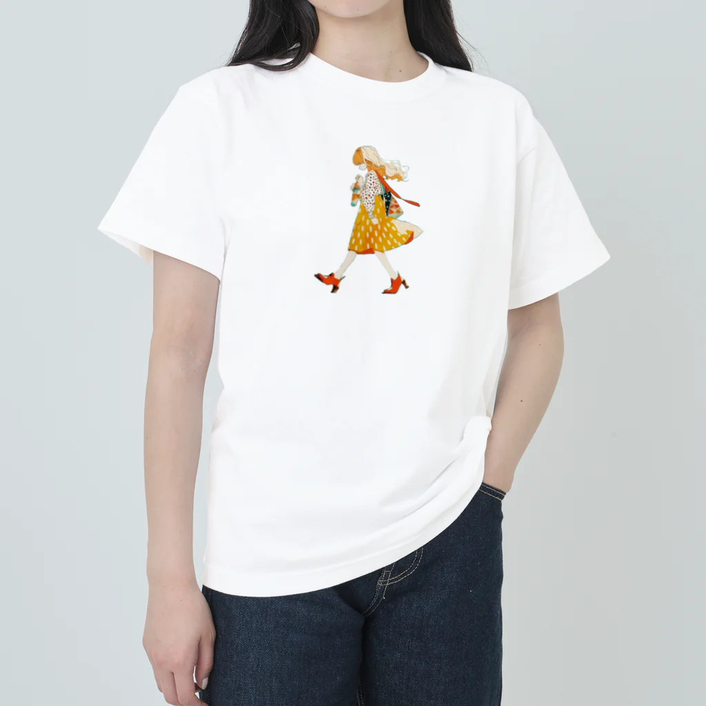 桜音ことこ企画のオレンジのポルカドットv2 ヘビーウェイトTシャツ