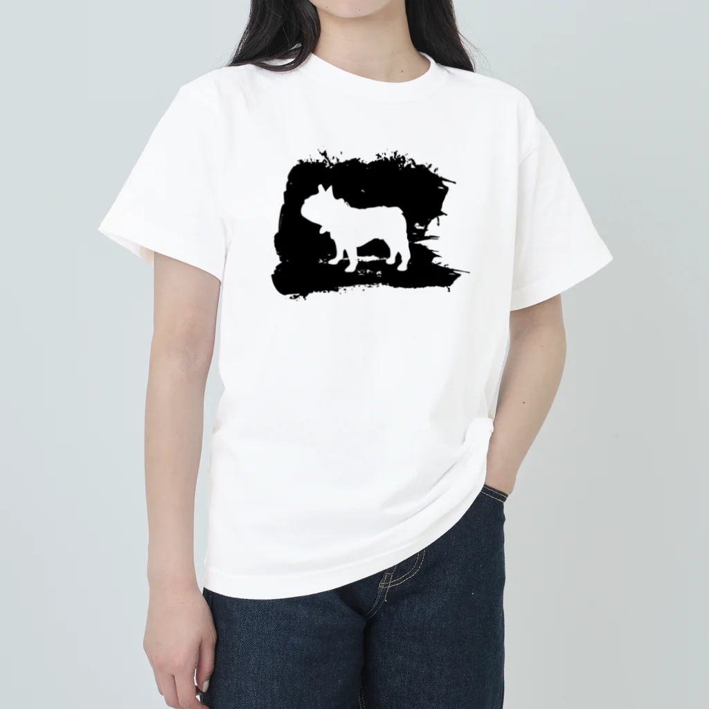 chicodeza by suzuriの墨絵のフレンチブルドッグ Heavyweight T-Shirt