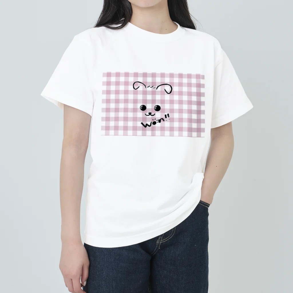 merongのわんこA♡ギンガム ヘビーウェイトTシャツ