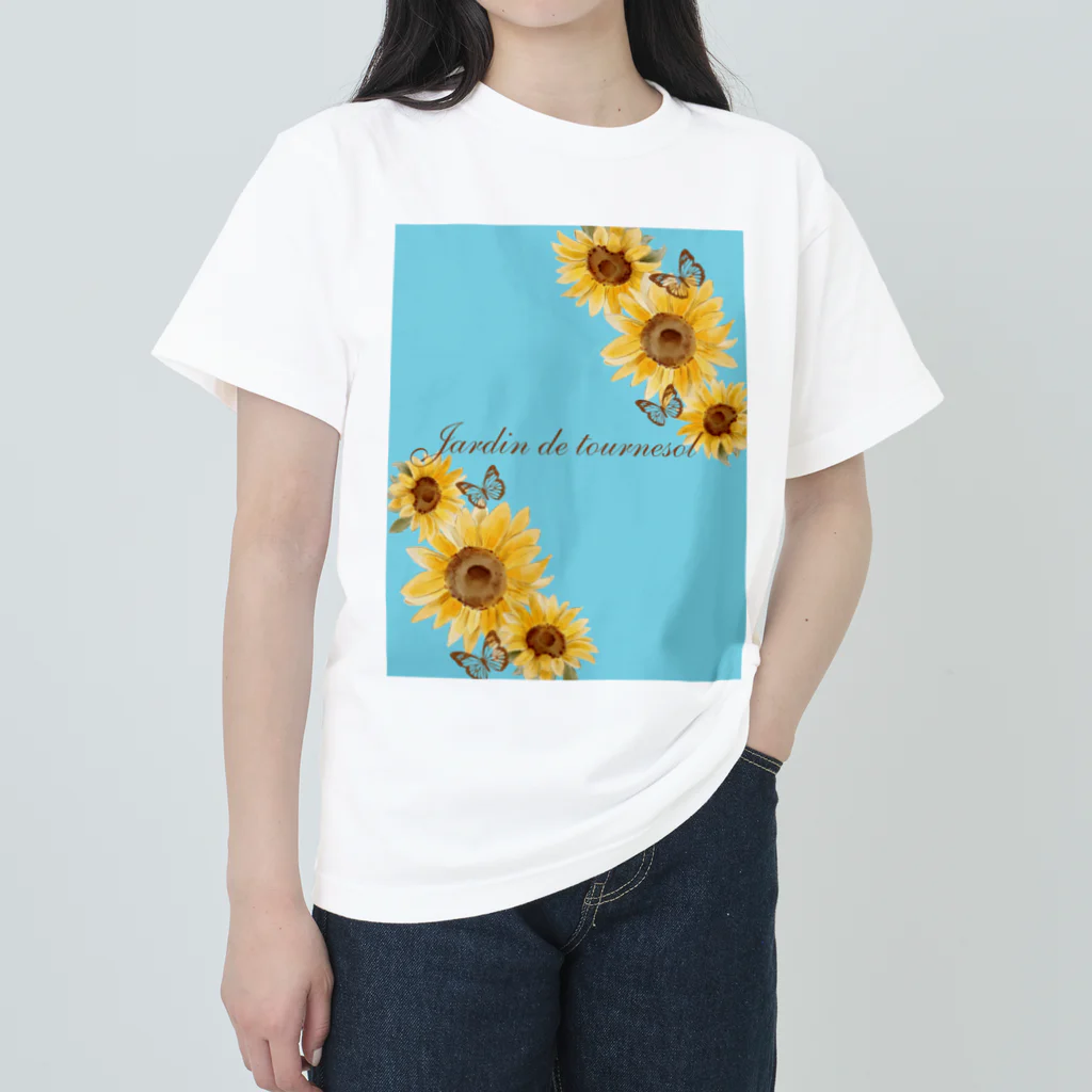 🦋Papillon de la lune🌙のJardin de tournesol（ひまわりの庭）シリーズ ヘビーウェイトTシャツ