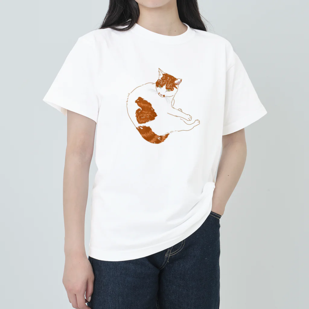 きゅう。のラッキーハートキャット ヘビーウェイトTシャツ