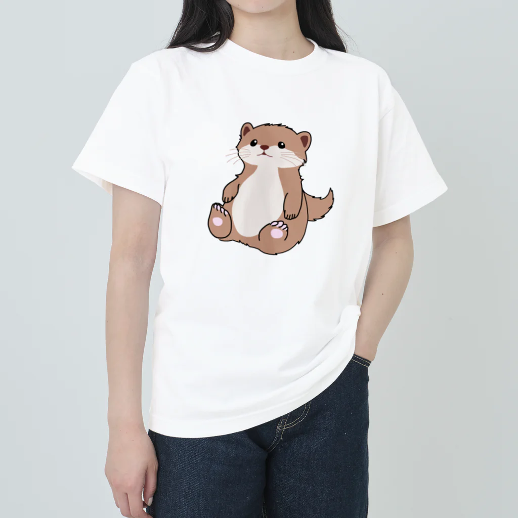 Ponjuのキュートなカワウソ ヘビーウェイトTシャツ