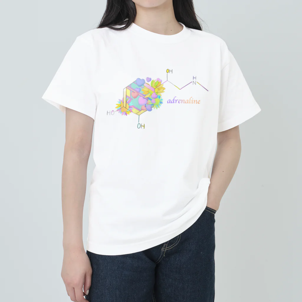 ピヨ_chemistryのカラフルなアドレナリンの化学構造式 Heavyweight T-Shirt