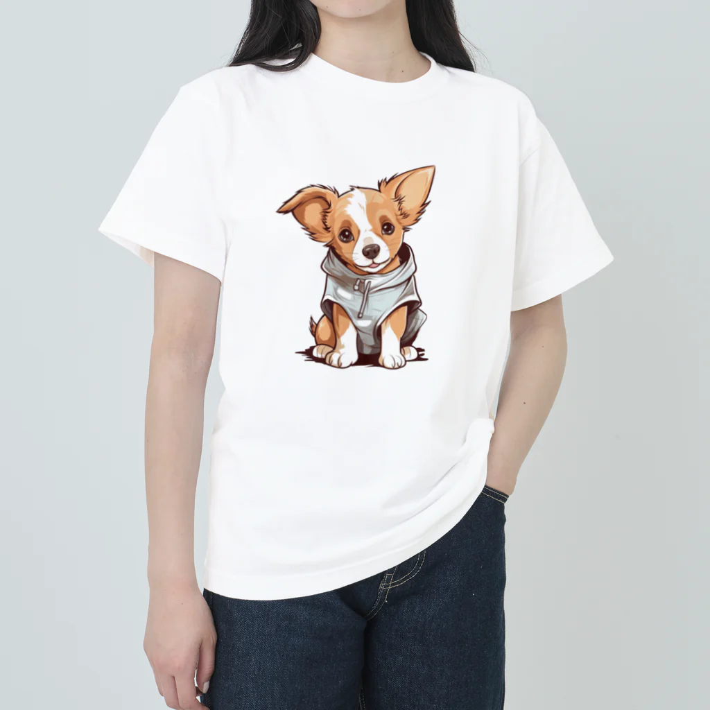 Vasetti_pressのパーカーを着ているワンちゃん ヘビーウェイトTシャツ