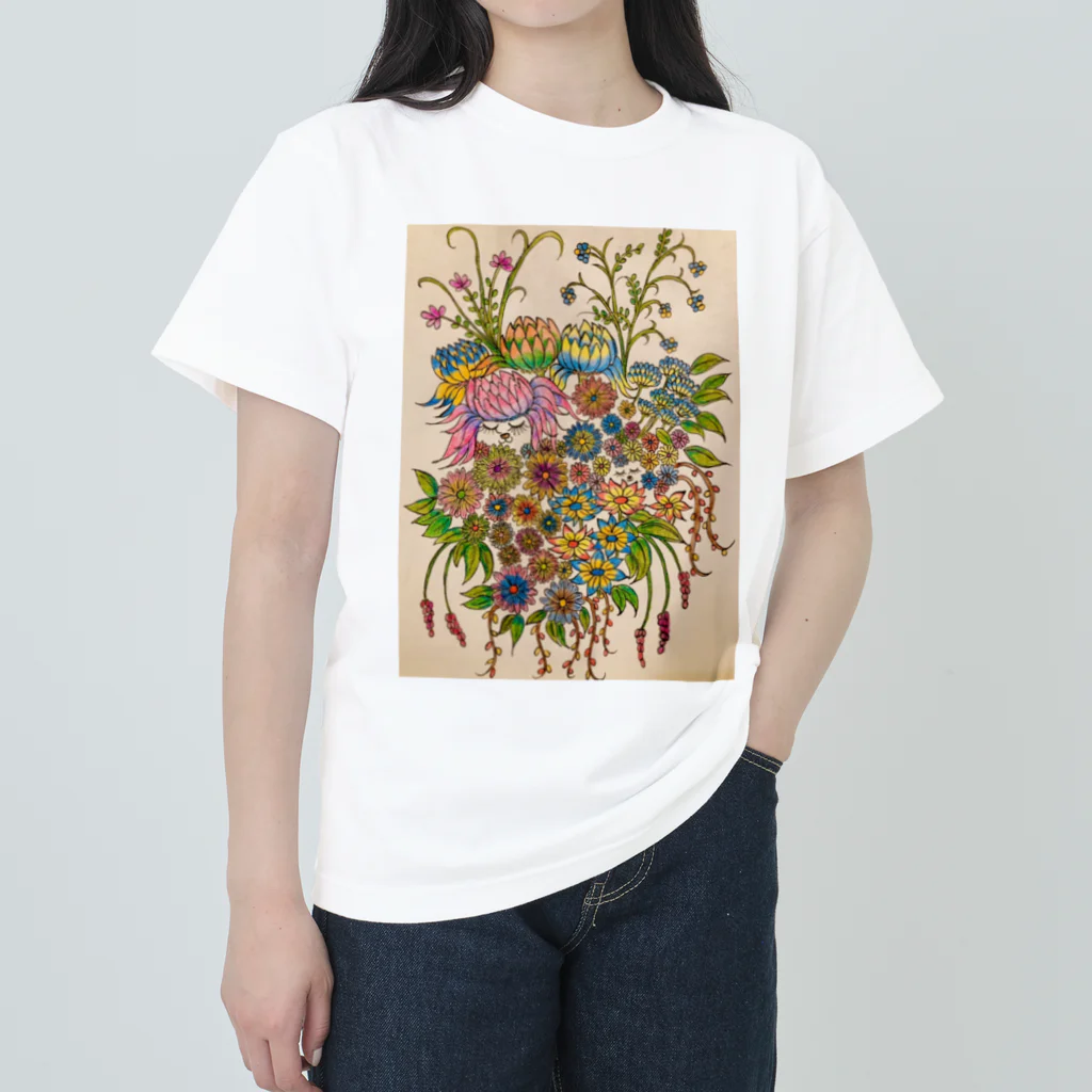 suuのカラフルな花の中に ヘビーウェイトTシャツ