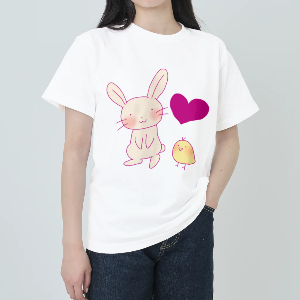ここちぐらのウサギとヒヨコのTシャツ Heavyweight T-Shirt