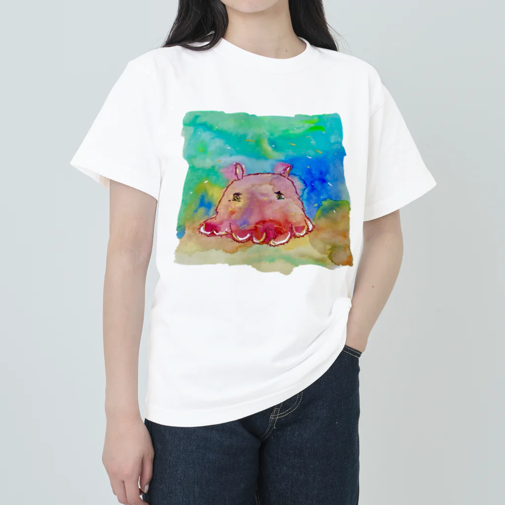 onmycolorの楽描き店のめんだぁこさん ヘビーウェイトTシャツ