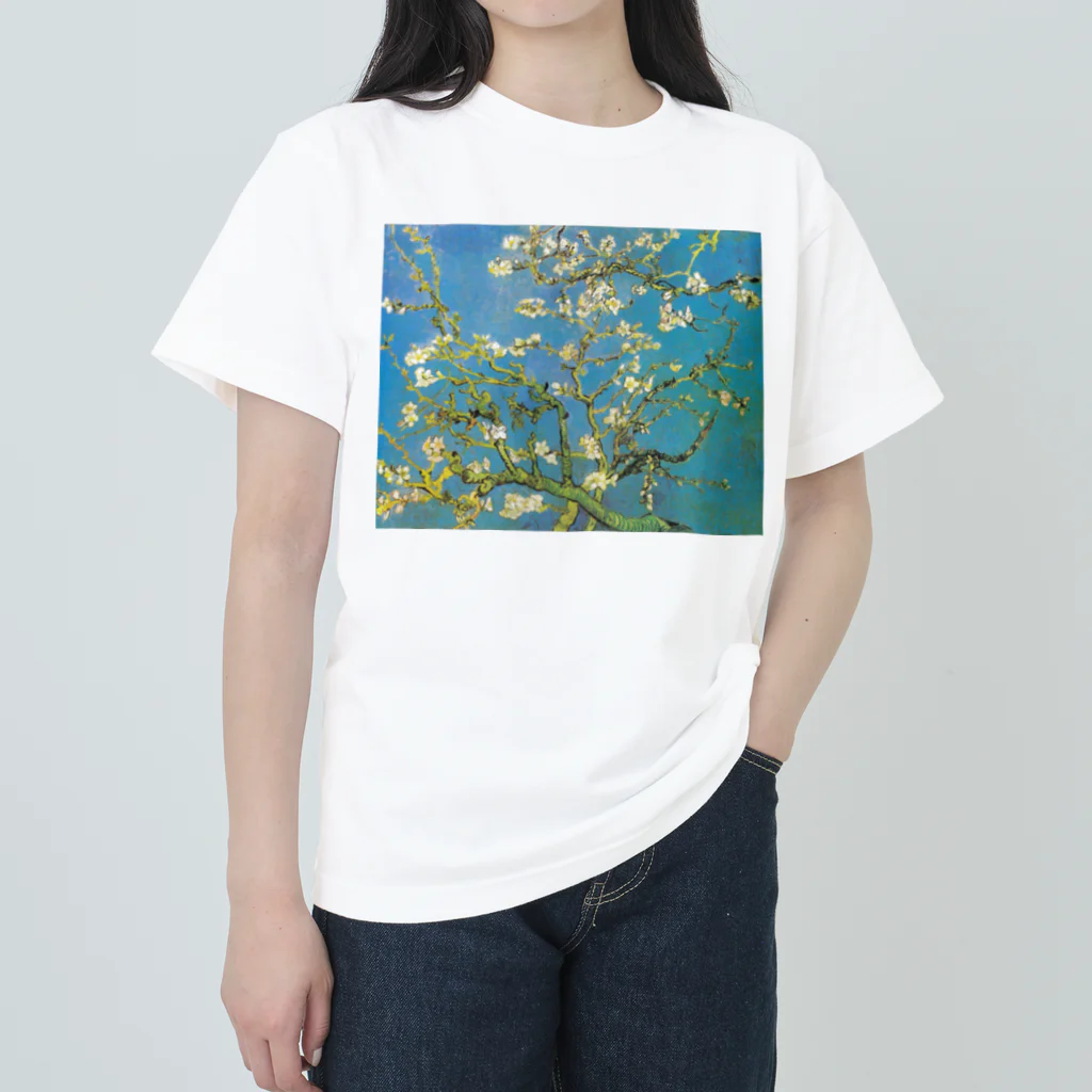 世界の名画館 SHOPのゴッホ「花咲くアーモンドの木の枝」 Heavyweight T-Shirt