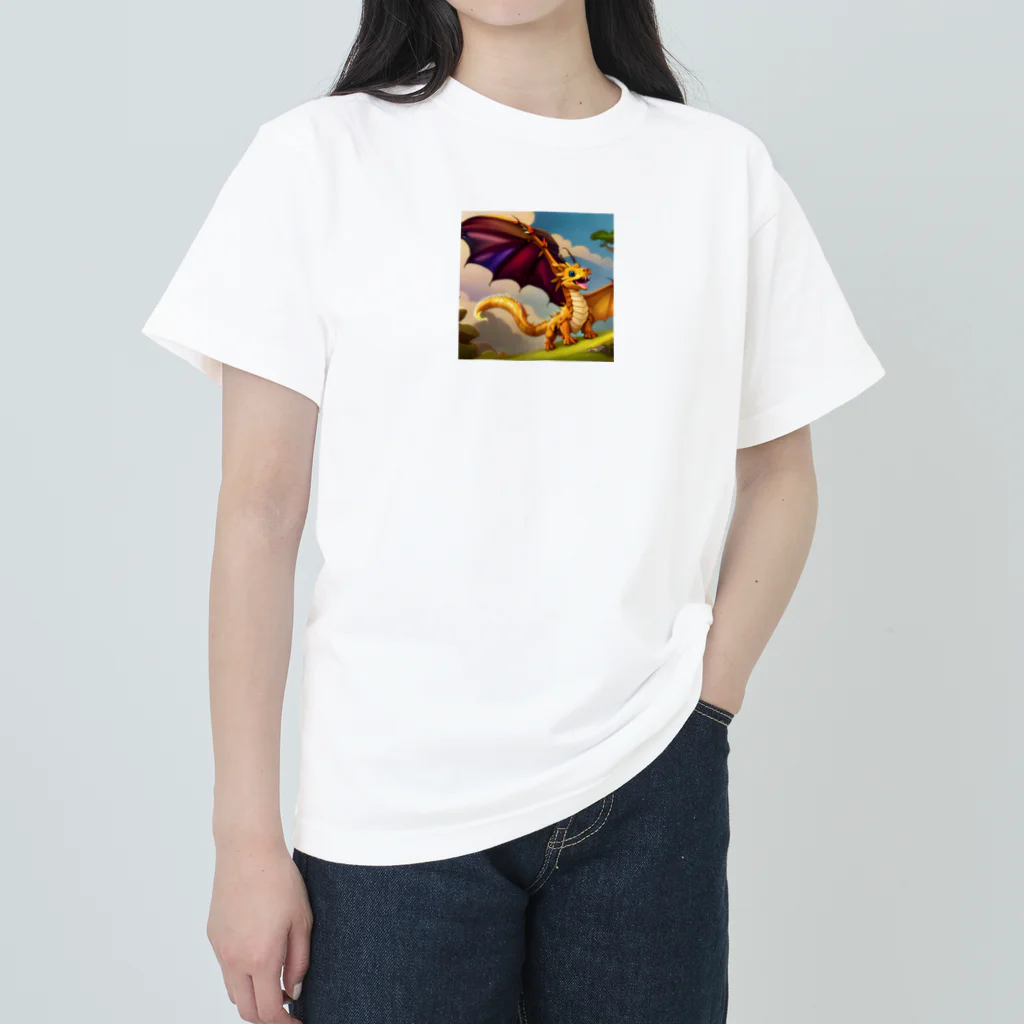 幸せアートワールドの可愛い龍のイラストグッズ Heavyweight T-Shirt