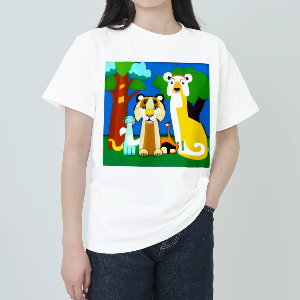 にゃんこショップのレインボーアニマル ヘビーウェイトTシャツ