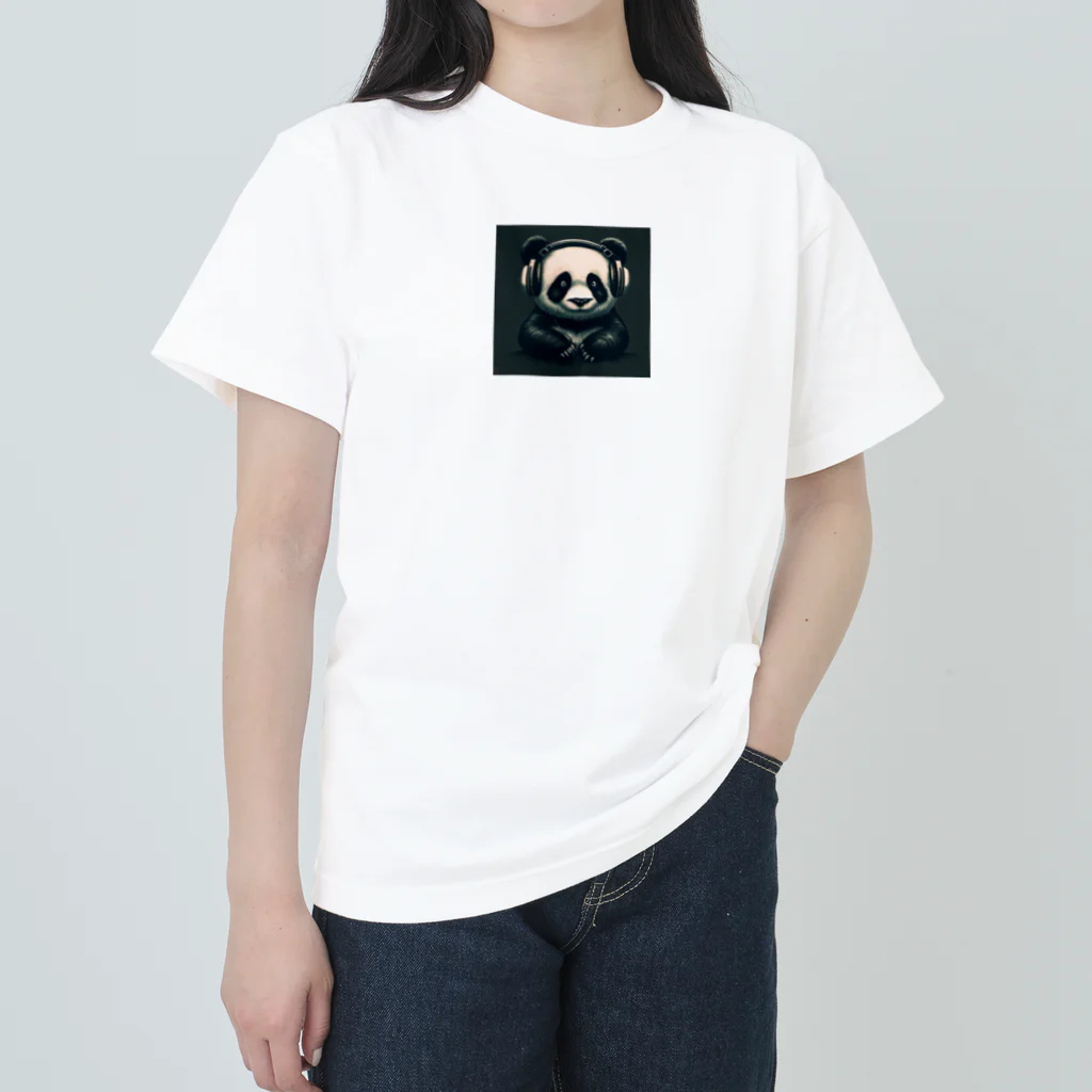 Shiba_IncのHeadphones & Pandas（ヘッドホン & パンダ） ヘビーウェイトTシャツ