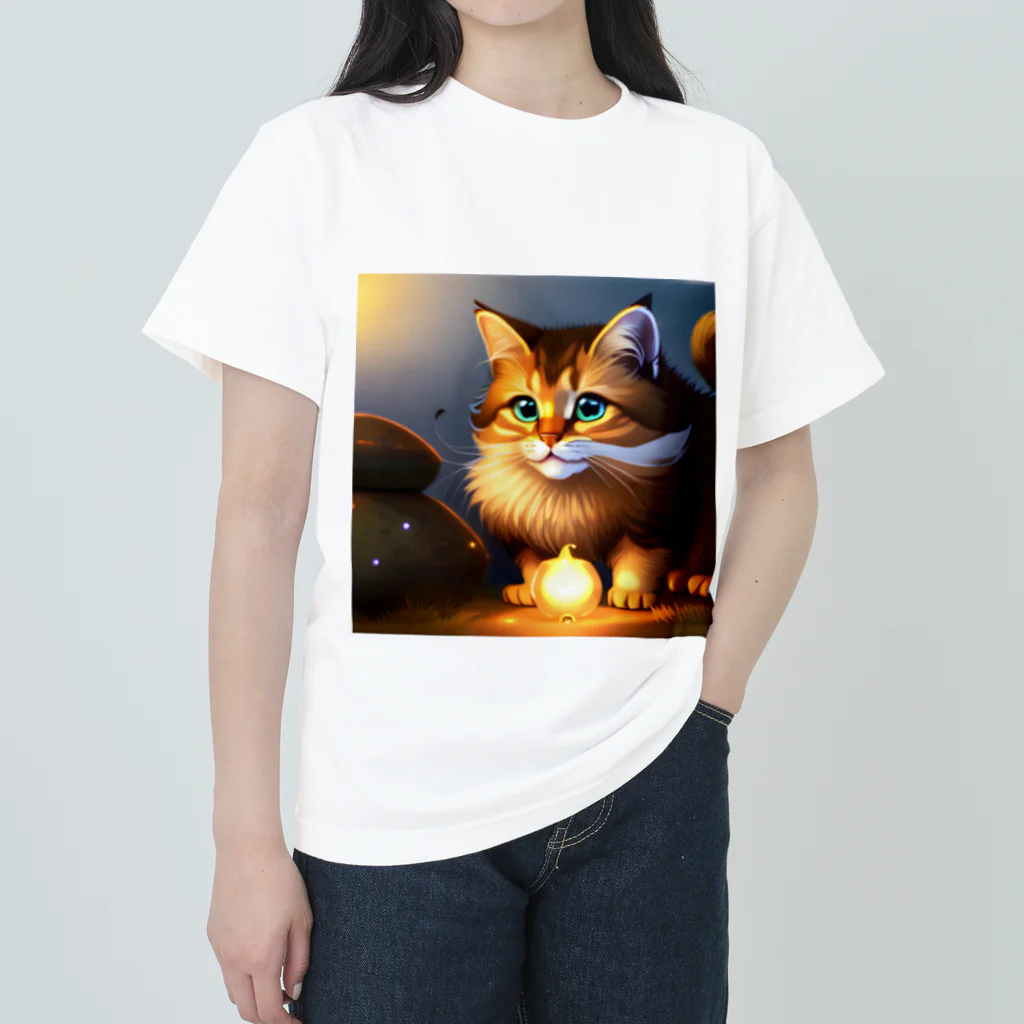 toshiオリジナルshopのフワフワにゃんこのイラストグッズ Heavyweight T-Shirt