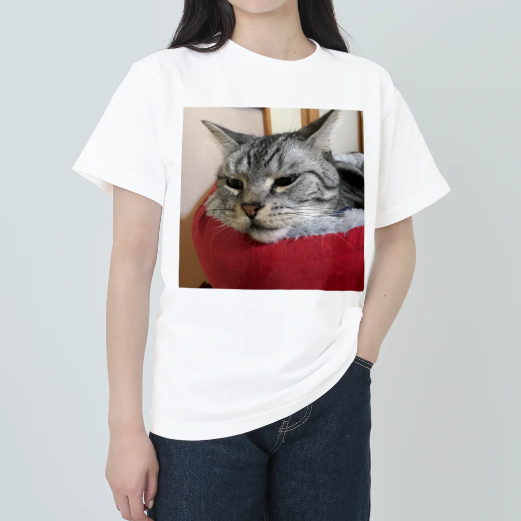 ねこノートのあごのせ寝 ヘビーウェイトTシャツ