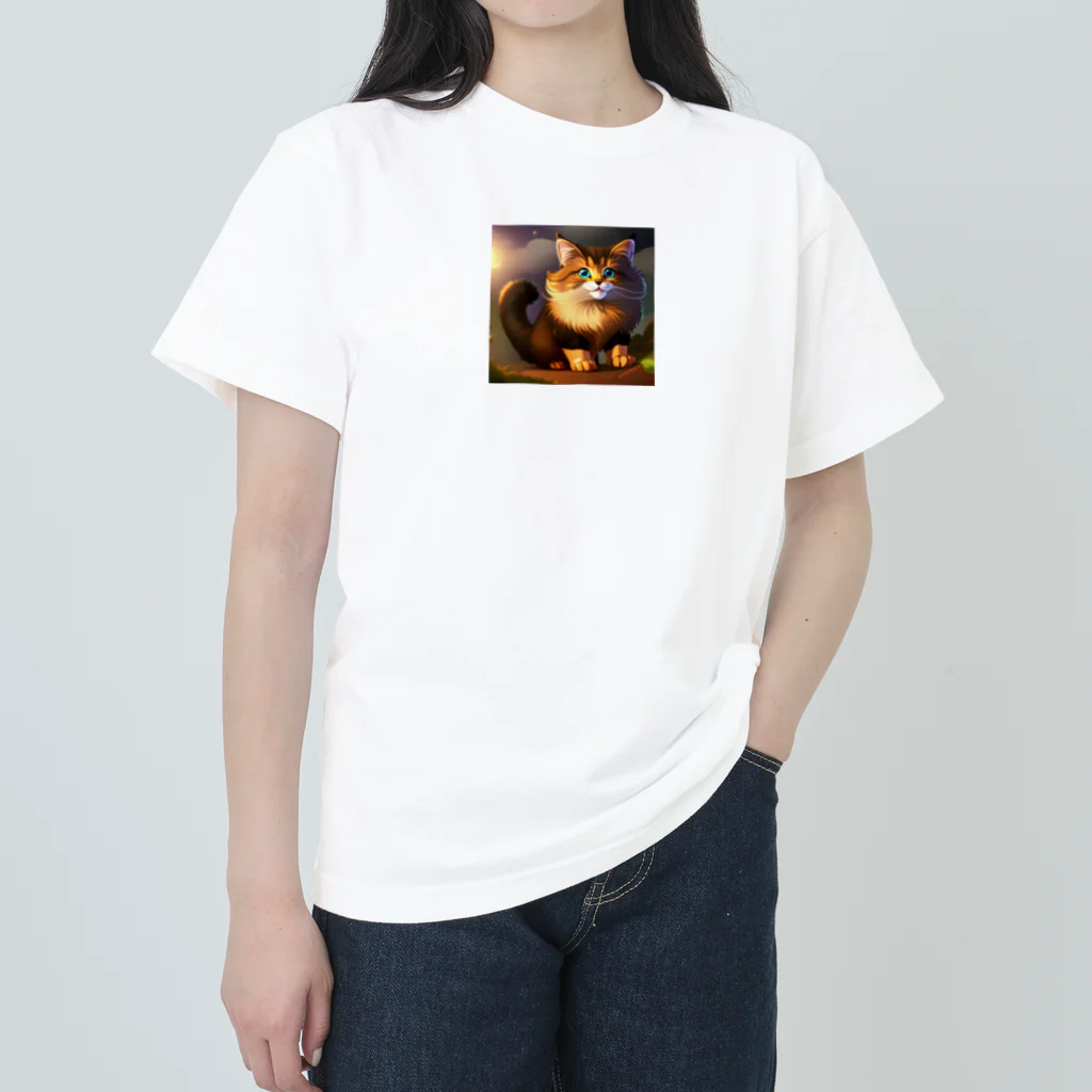 kpop大好き！のかわいい猫のイラストグッズ ヘビーウェイトTシャツ