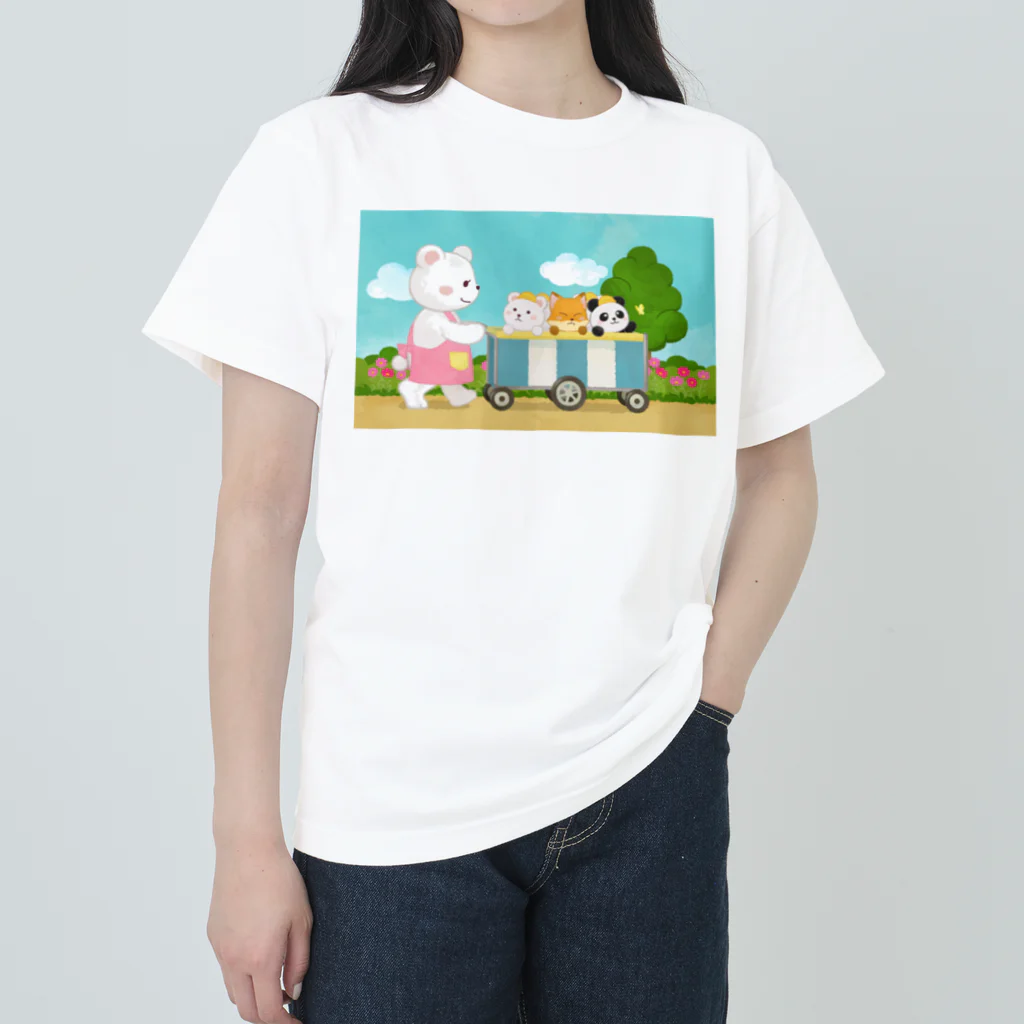 アプリコワークスのくまちゃん・みんなでお散歩 Heavyweight T-Shirt